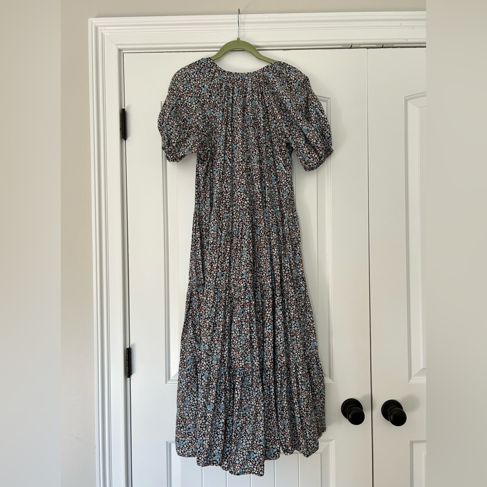 Spell Poppy Smock Floral Navy Cotton Dress Button Mother of Pearl Small - Picture 5 of 8